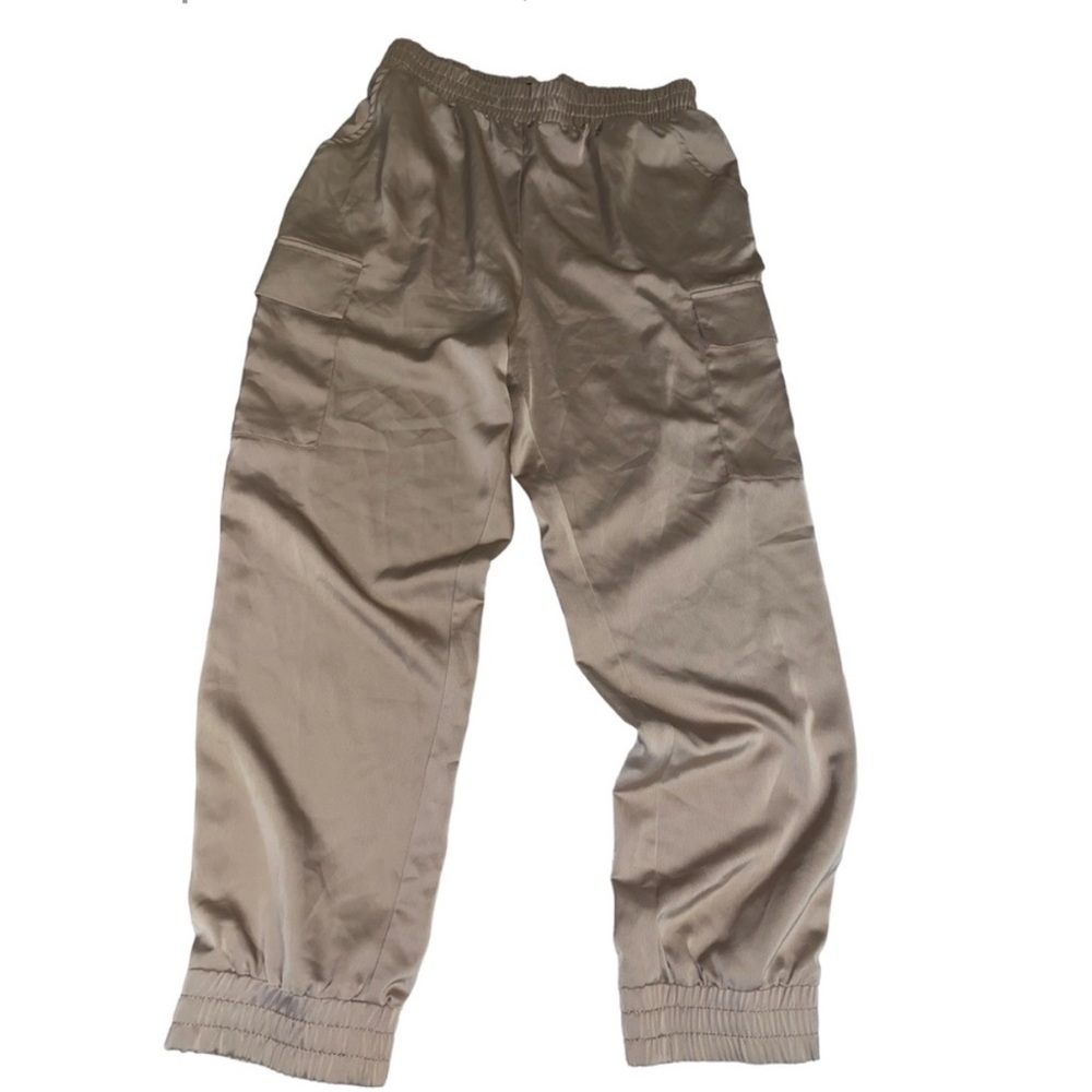 Iris satin champagne cargo joggers pants size Large